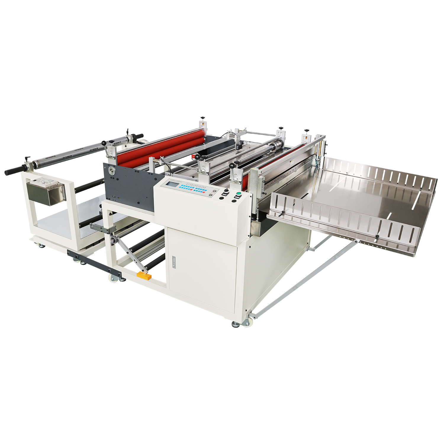 Fully Automatic Web-Guiding, Unwinding, and Longitudinal and Transverse Cutting Combination Machine